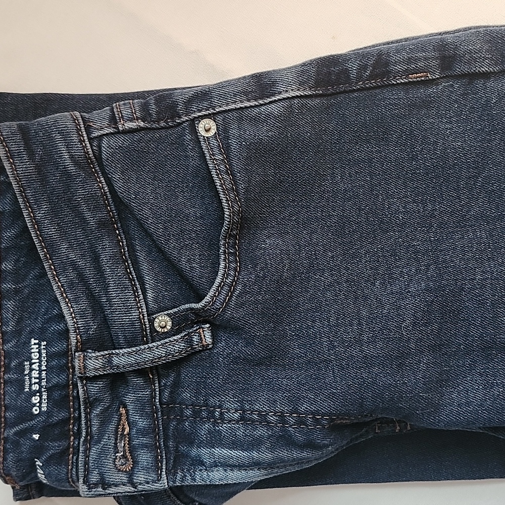 Old Navy Women's Jeans 4 Dark Blue High Rise O.G. Straight Secret Slim Pockets. - Picture 6 of 6